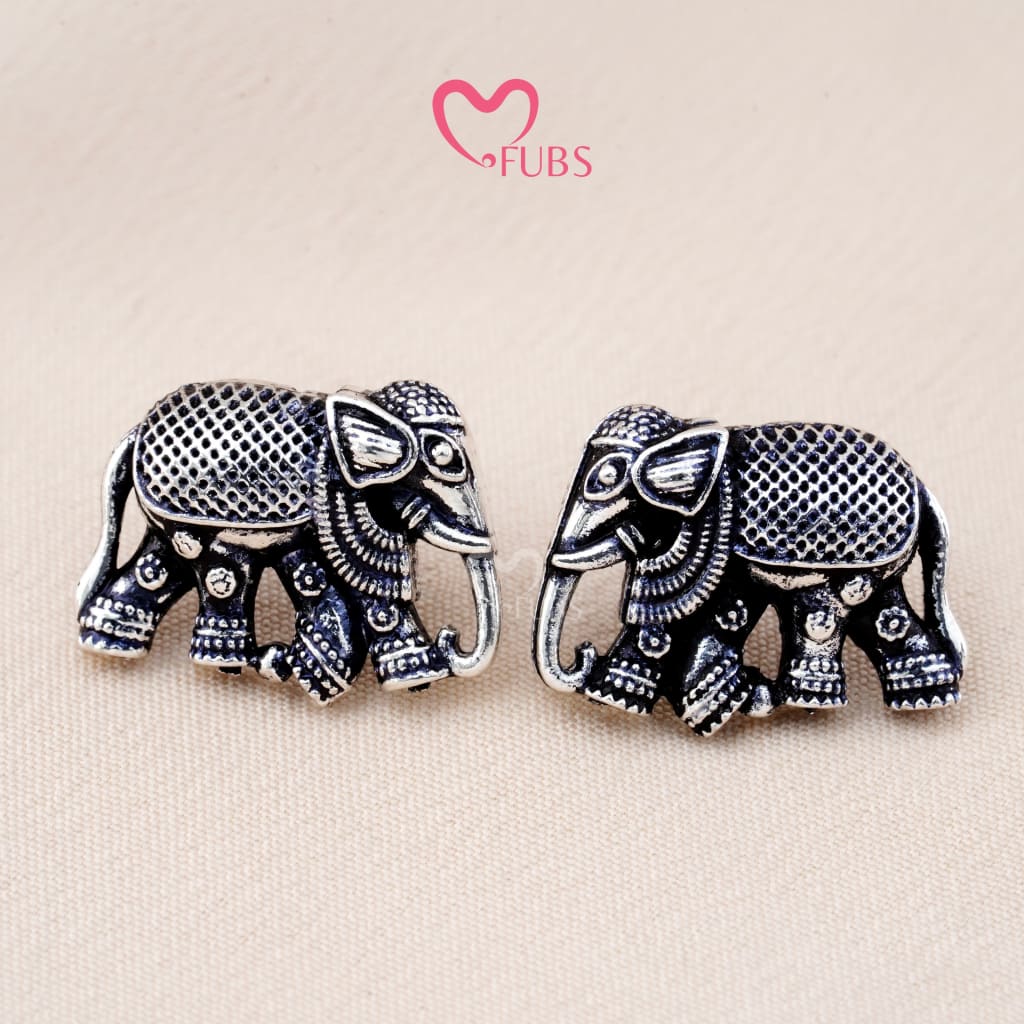 Set Of 12 Oxidized Designer Stud Earrings With Folding Jewelry Box