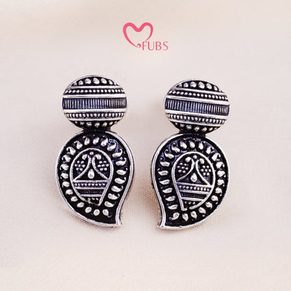 Set Of 12 Oxidized Designer Stud Earrings With Folding Jewelry Box